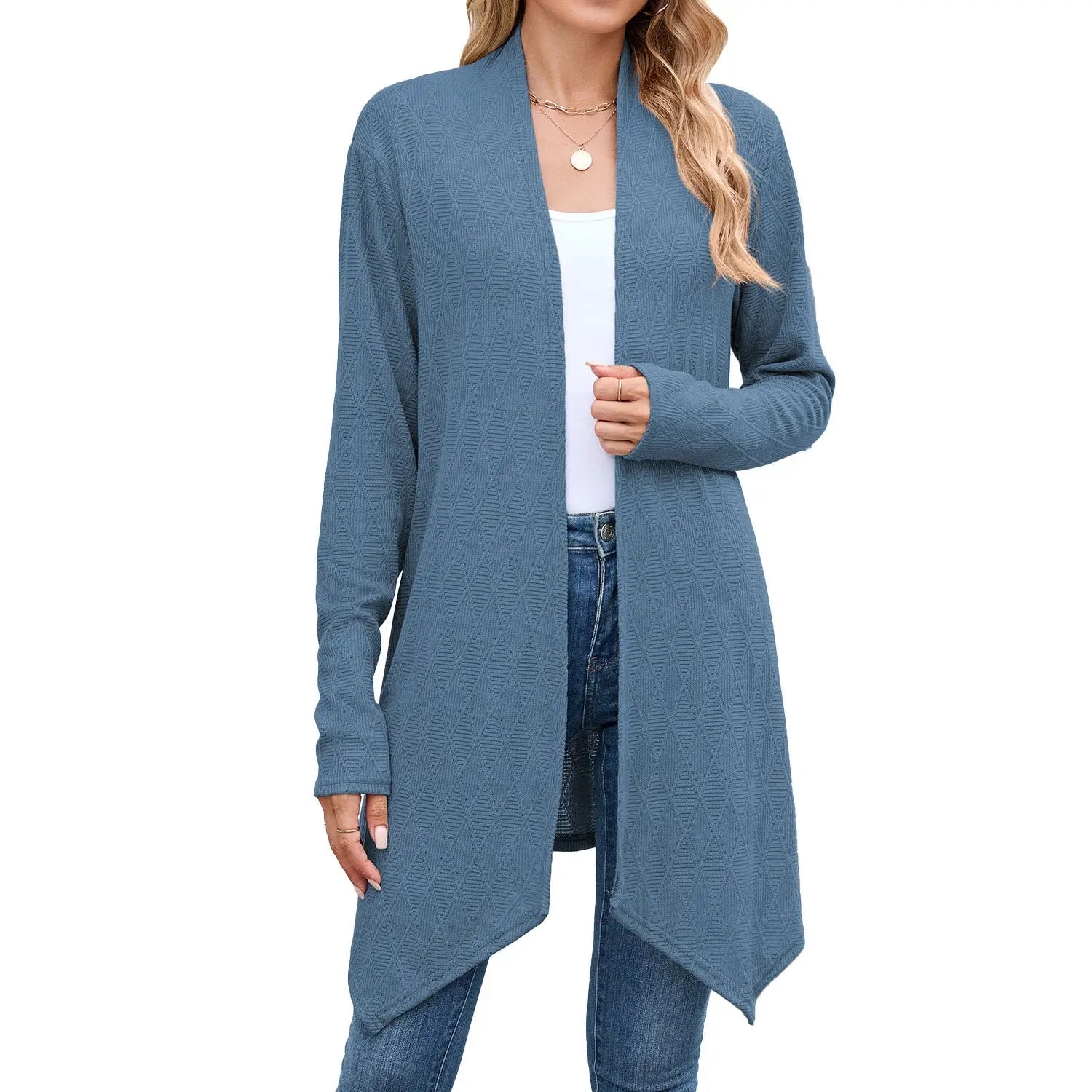 Women Clothing Autumn Solid Color Long Sleeved Knitted Cardigan Coat Long Shirt Women Bella Mia
