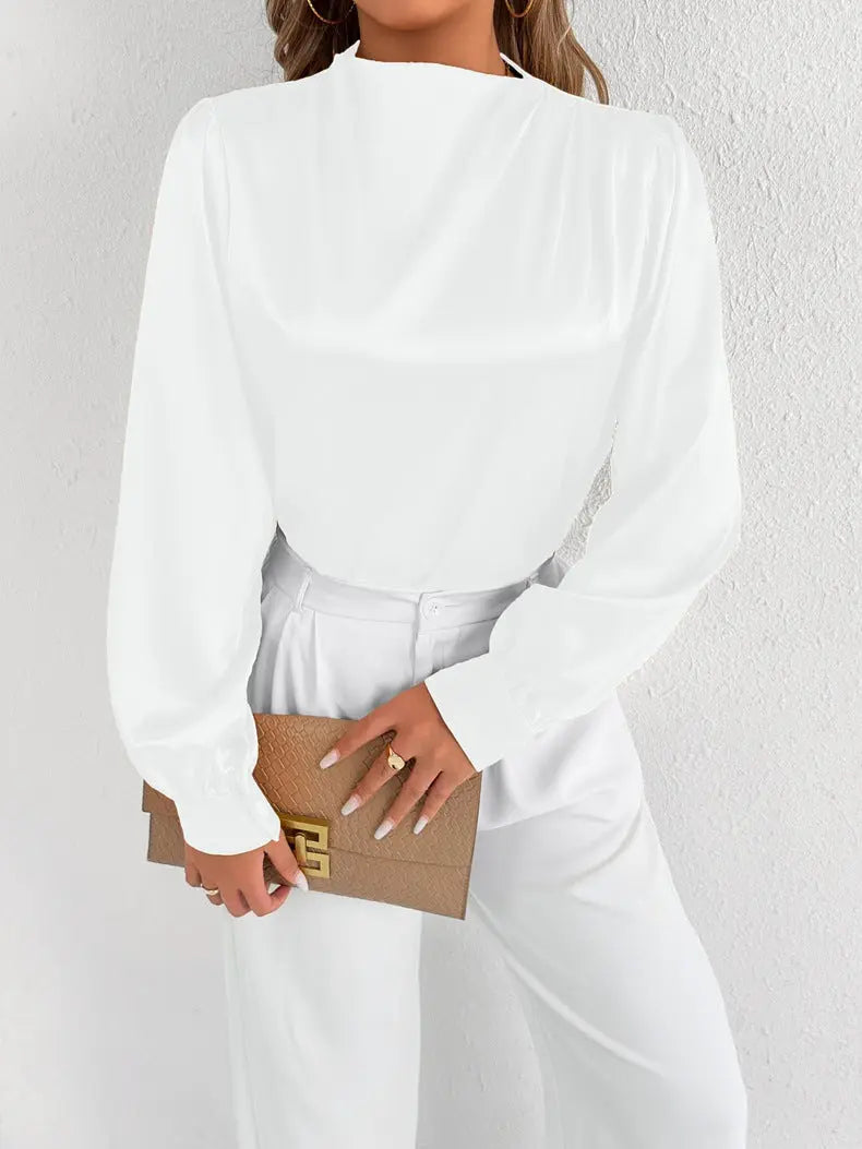 Women Clothing Summer Satin Shirt Women Shirt Light Transparent Satin Top Bella Mia