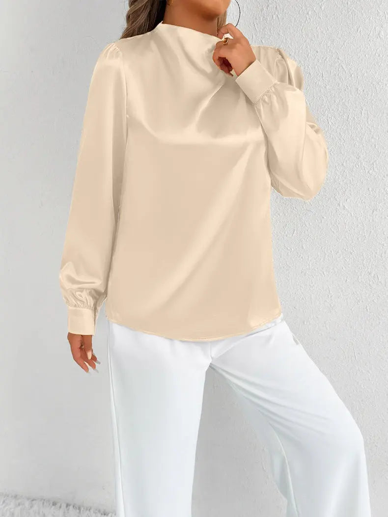 Women Clothing Summer Satin Shirt Women Shirt Light Transparent Satin Top Bella Mia