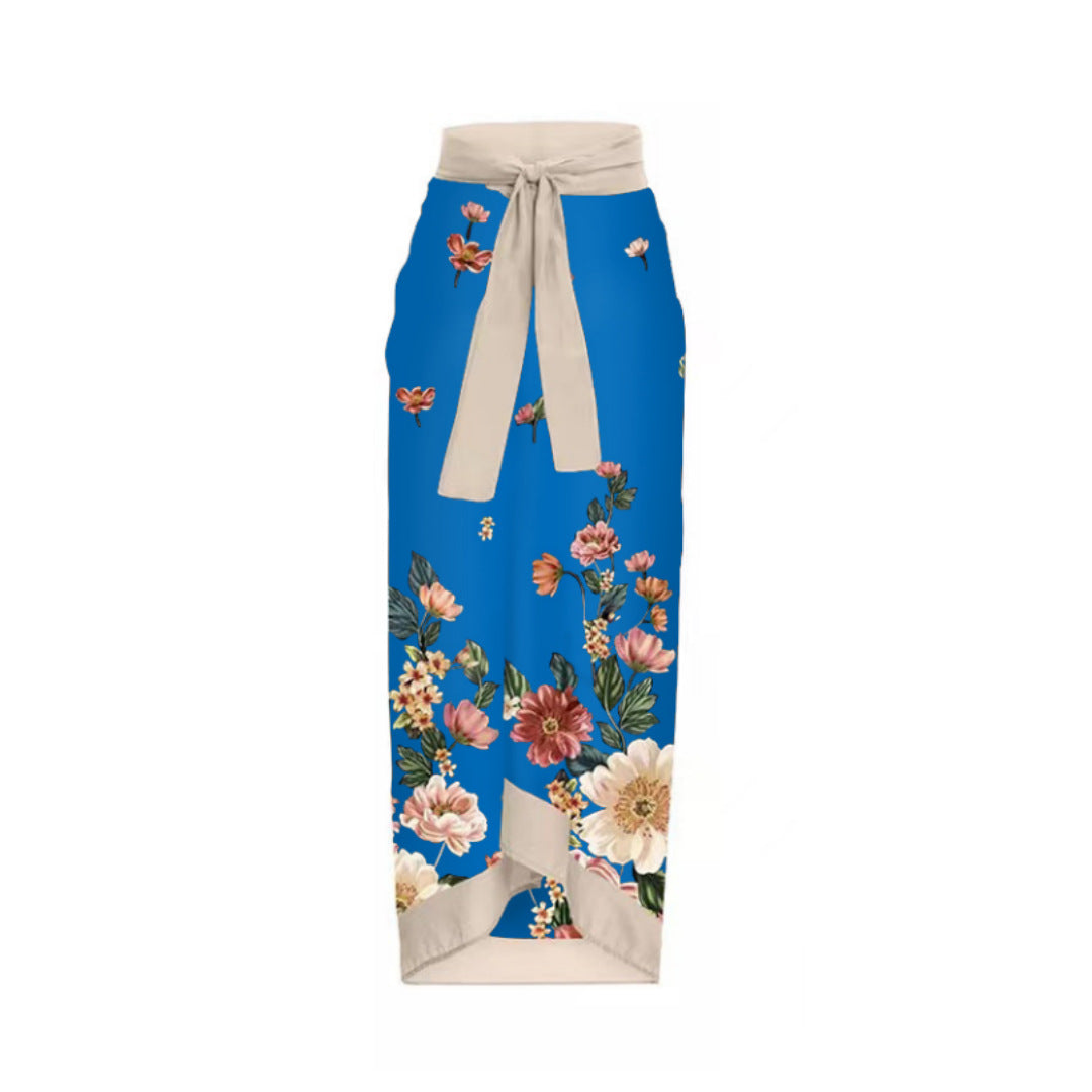 Mesh Two Piece French Swimsuit Digital Printing Sheath Dress Swimsuit for Women Bella Mia