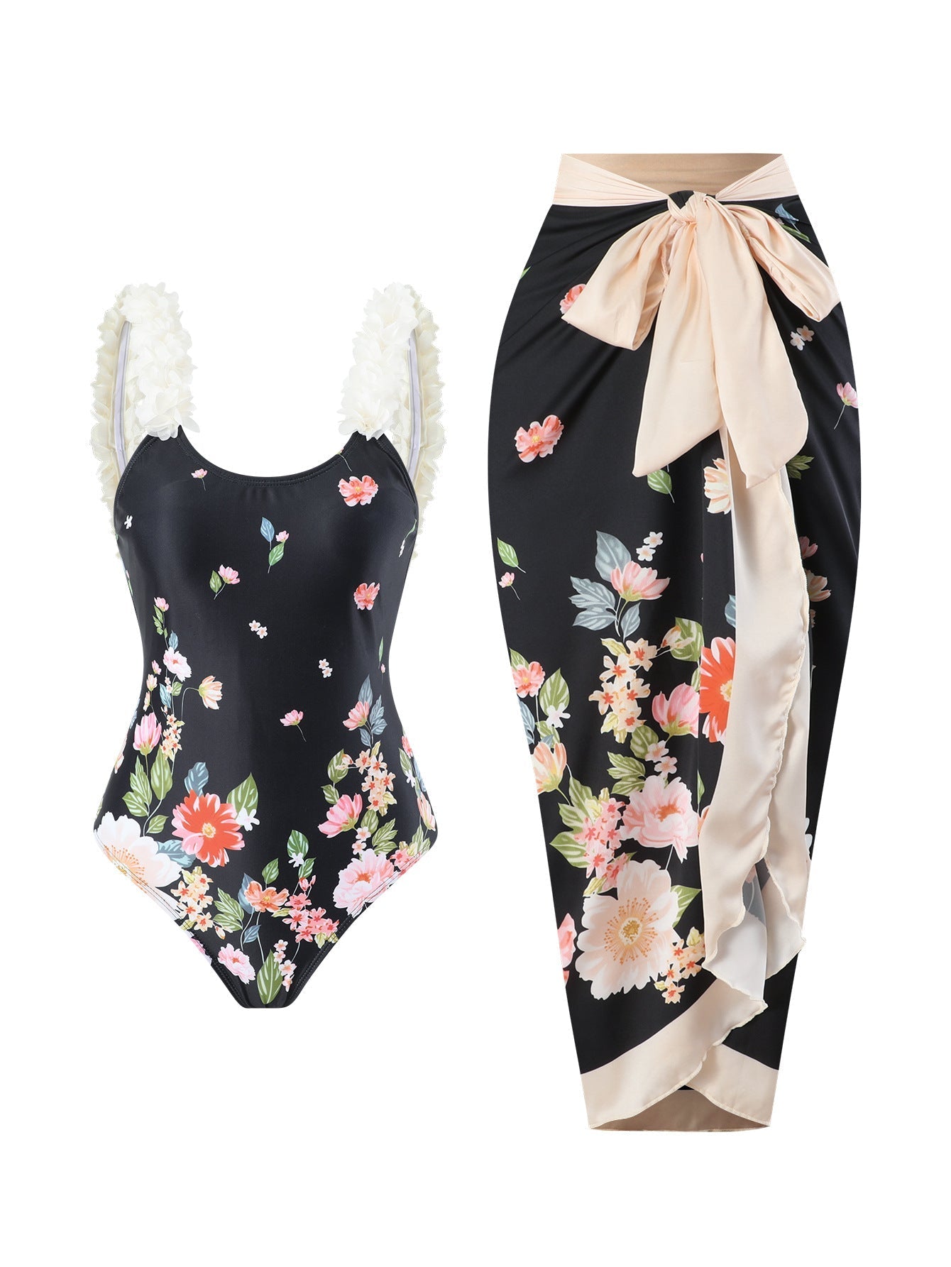 One Piece Printed Skirt Conservative Swimwear Two Piece Women Swimsuit Bella Mia