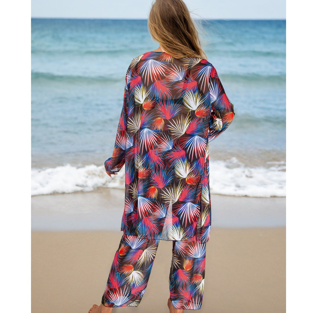 Four Piece Set Women Swimsuit Long Sleeve Blouse Sun Protective Pants Bikini Bella Mia