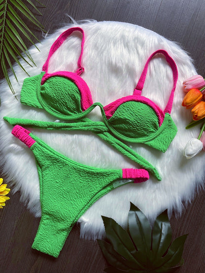 Special Fabric Stitching Bikini Swimsuit Beach Sexy Women Swimsuit