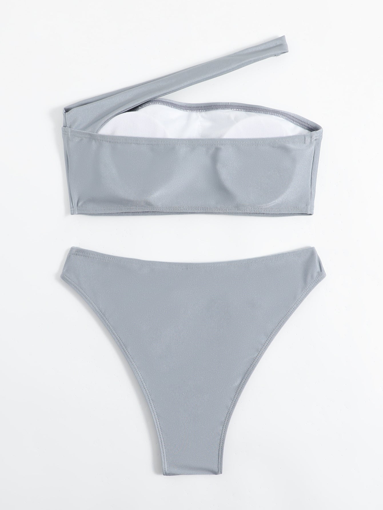 Swimsuit Women Bikini Solid Color Swimsuit Women Single Shoulder Sloping Shoulder Tube Top Bikini Bella Mia