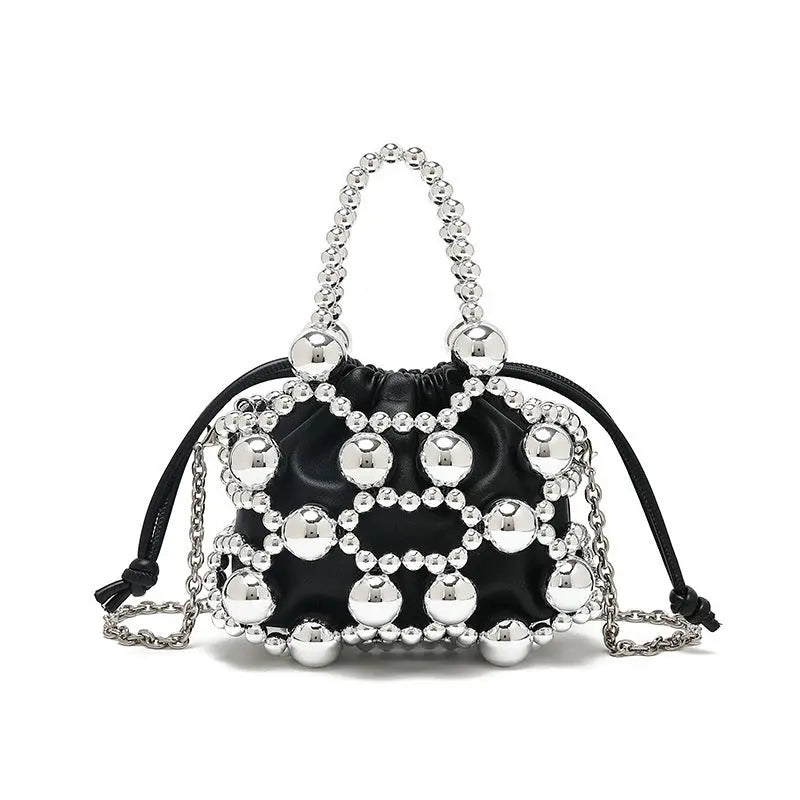 Special Interest Design Beaded Bag Fashionable All Match Exquisite Hollow Out Cutout Beads Woven Bag High Grade Portable Shoulder Messenger Bag Bella Mia