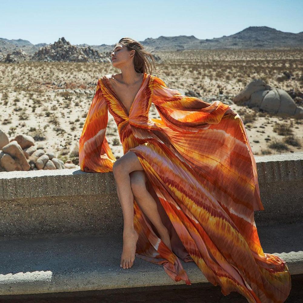 V Neck Long Sleeve One Piece Swimsuit Women Vacation Beach Bella Mia