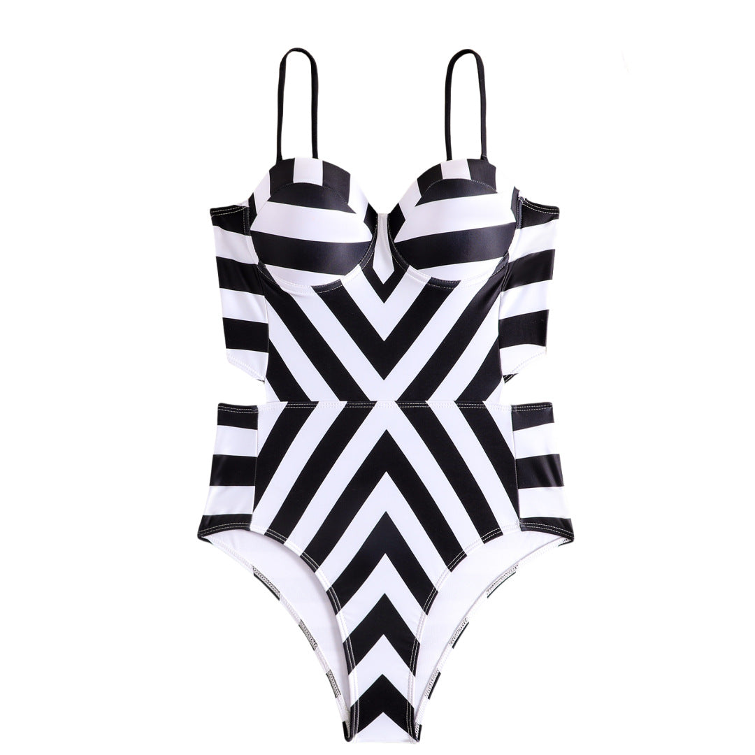 Bikini Swimsuit Geometric Abstract Printed Steel Bracket Push up Swimsuit Bella Mia