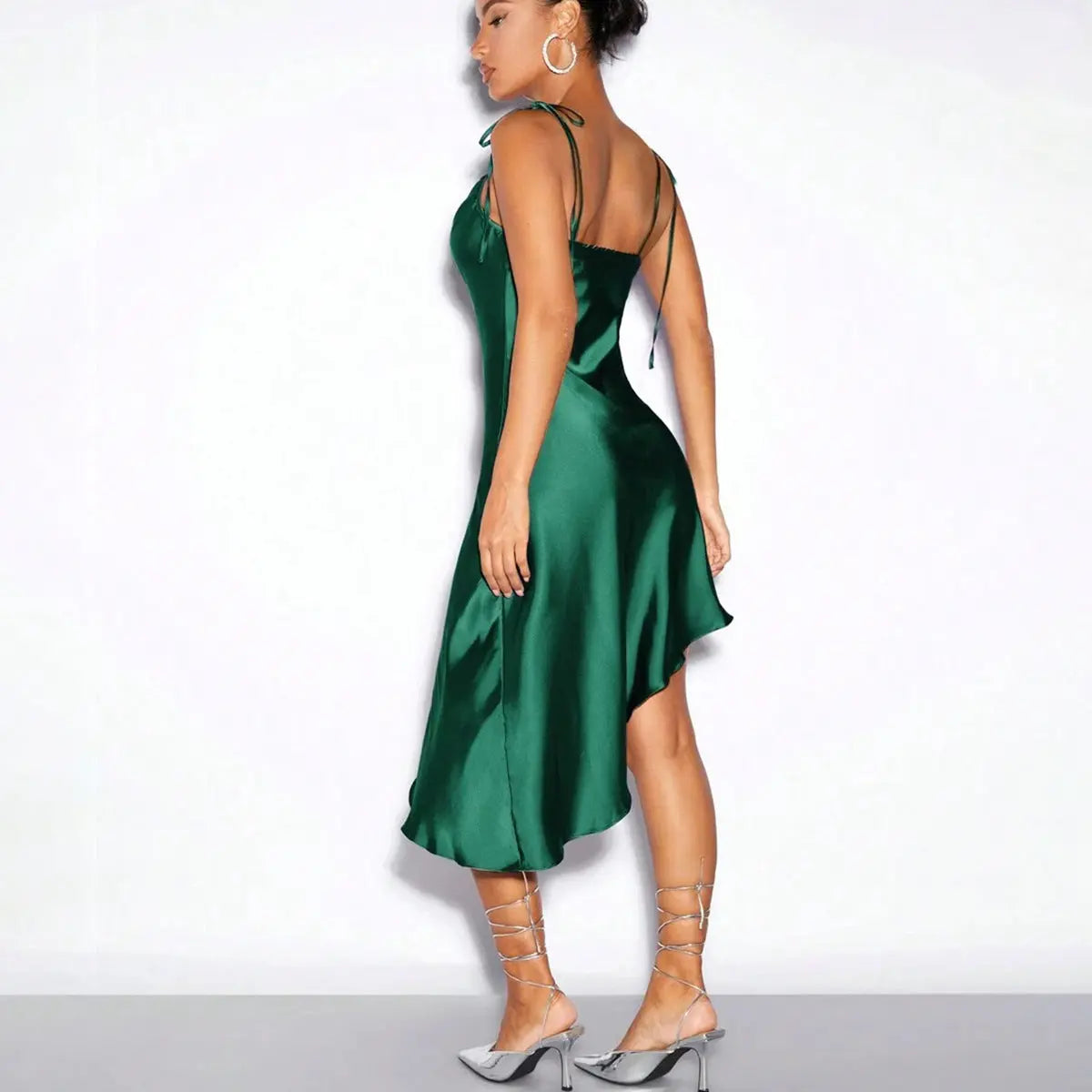 Satin Sling Dress Spring Summer Evening Dress Satin Sexy Women Clothing Bella Mia