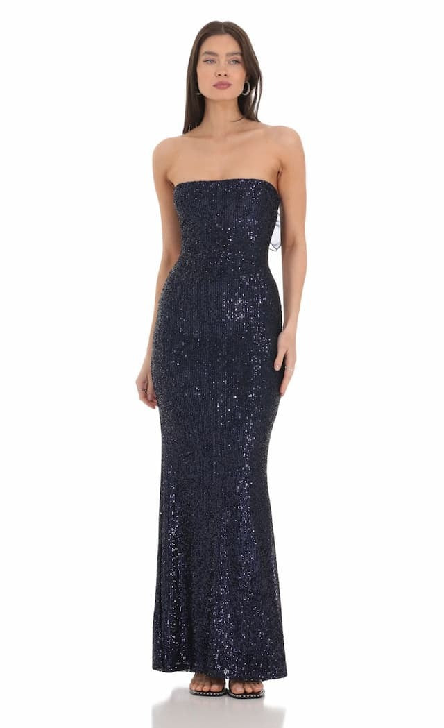 Fishtail Dress Bow Sequined Sexy Nightclub Dress