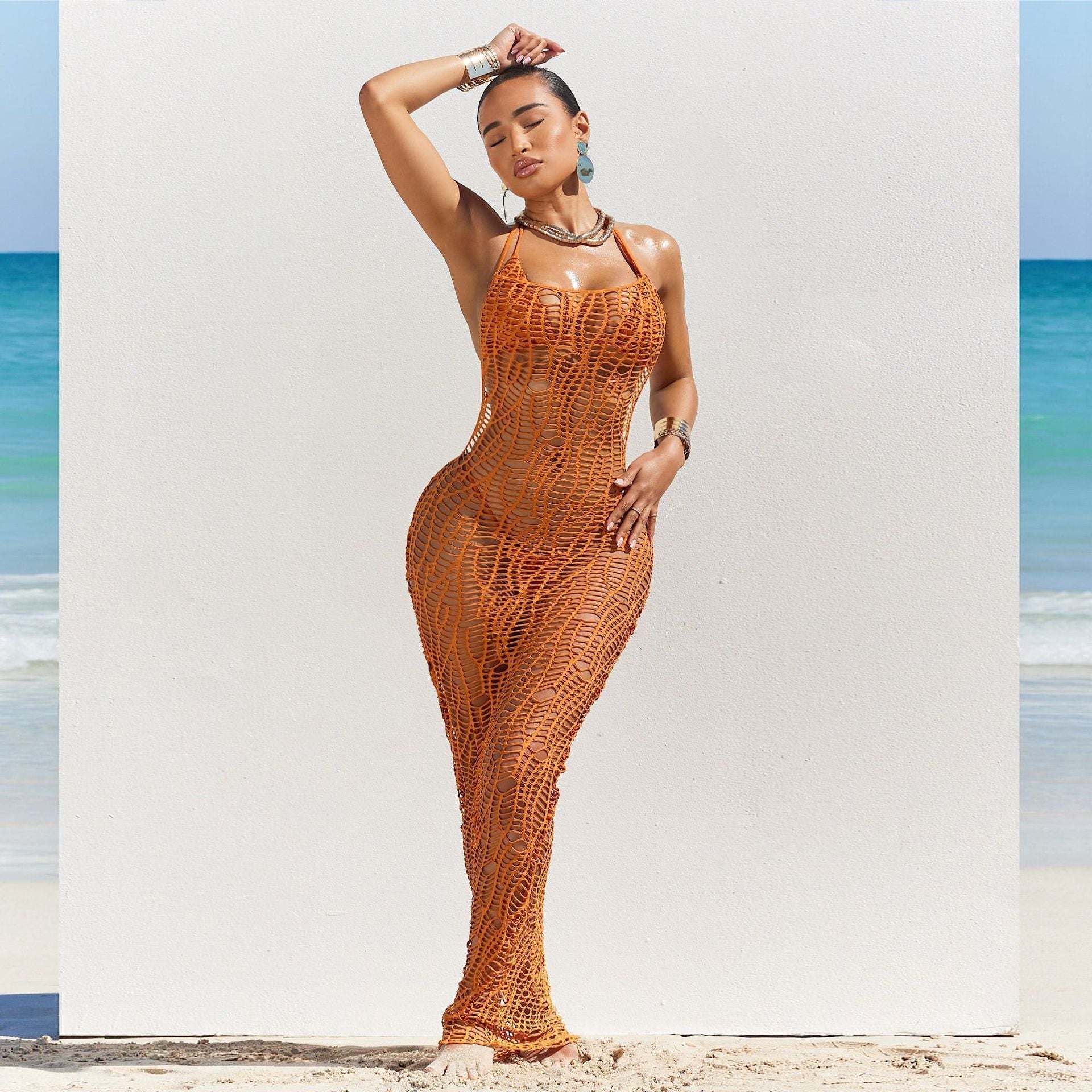 Women Sexy Cup Thong Hollow Out Cutout out Nude Back Halter Three Piece Beach Bella Mia