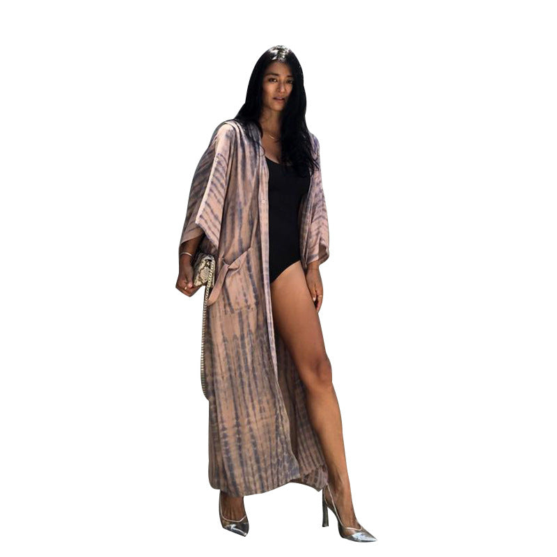 Sun-Protective Clothing Lace Printing Sun Protection Shirt Long Sleeve Beach Vacation Bikini Outwear Blouse Bella Mia