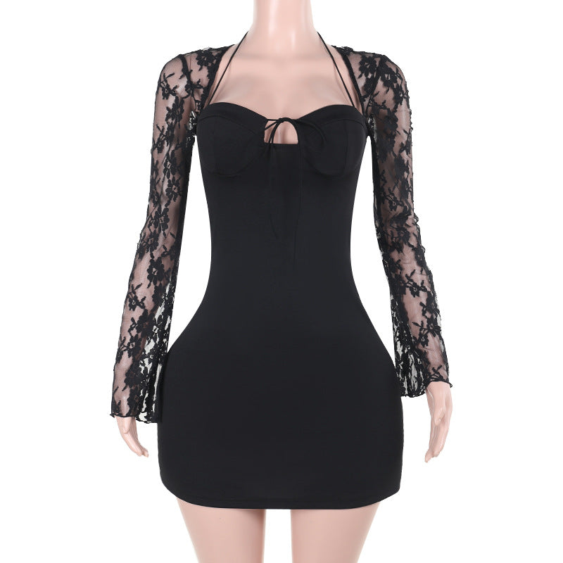 Autumn Elegant Sexy Slim Lace Long Sleeve Hip Wrapped Dress Women Bella Mia