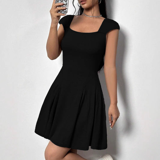 Women Clothing Summer Backless Bandage Square Collar Sexy Dress Bella Mia