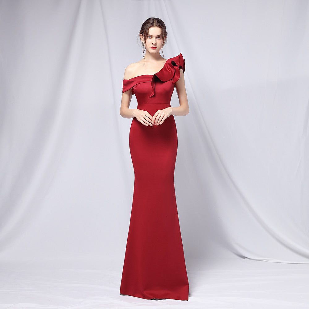 off-Shoulder Banquet Evening Dress Maxi Party Long Elegant Slim Sexy Fishtail Dress Formal Gown Bella Mia