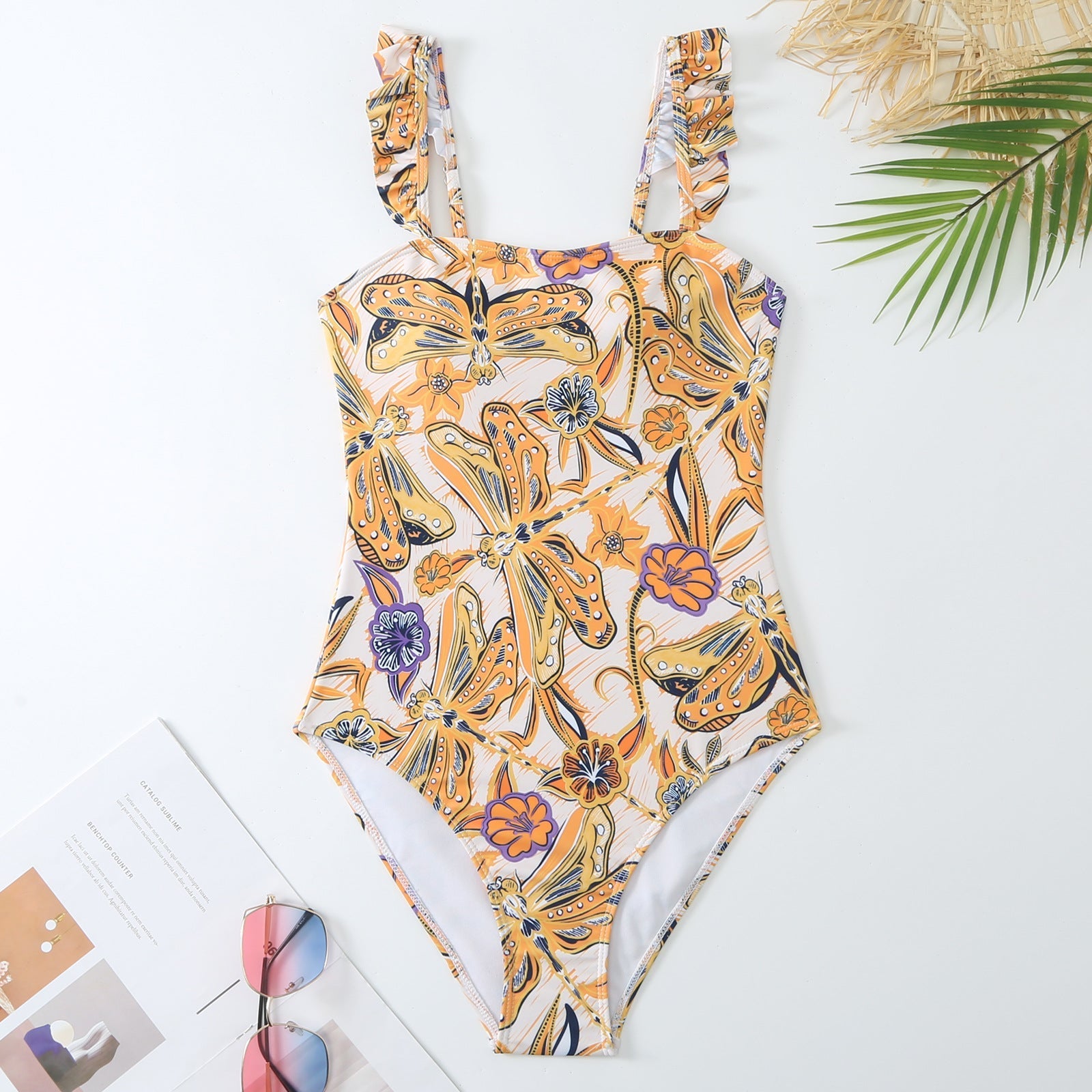Women Flying Edge One Piece Women Swimwear Retro Cover Belly Slimming Swimsuit Chiffon Beach Dress Bella Mia
