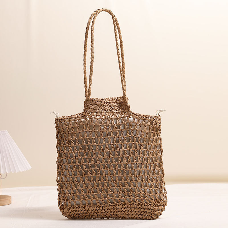 One Shoulder Hollow Out Cutout out Straw Bag Special Interest Design Straw Bag Woven Bag Vacation Beach Bag Women Bag Bella Mia