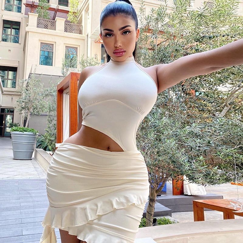 Women Clothing Solid Color Sleeveless Dress High Collar Casual Pullover Hip Dress Bella Mia