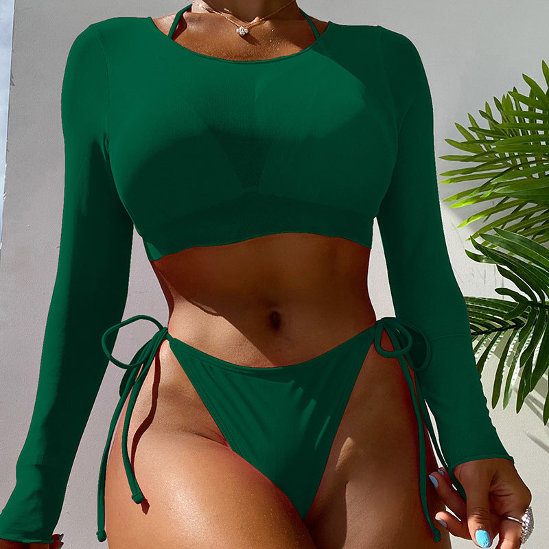 Swimwear Long Sleeve Mesh Coat Ladies Three Piece Set Swimsuit Summer Women Bikini Bella Mia
