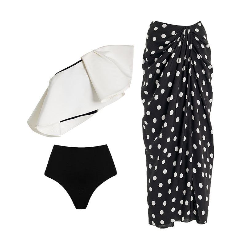 Simple Special Interest Split Swimsuit Women Polka Dot Skirt High Waist Bikini Bella Mia