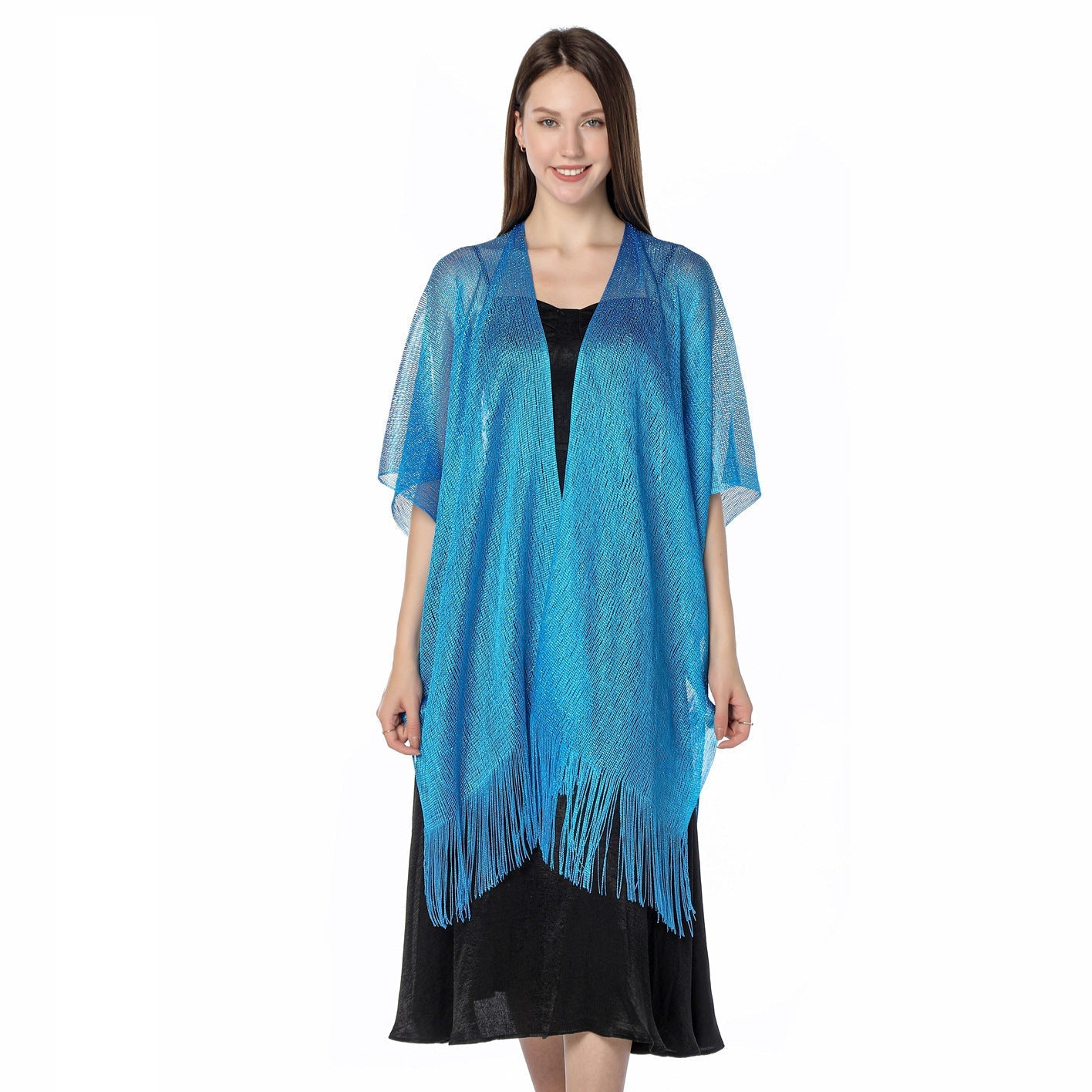 Beach Solid Color Sun Proof Tassel Knitting Beach Cover Up Sweater Shawl Cardigan Bella Mia