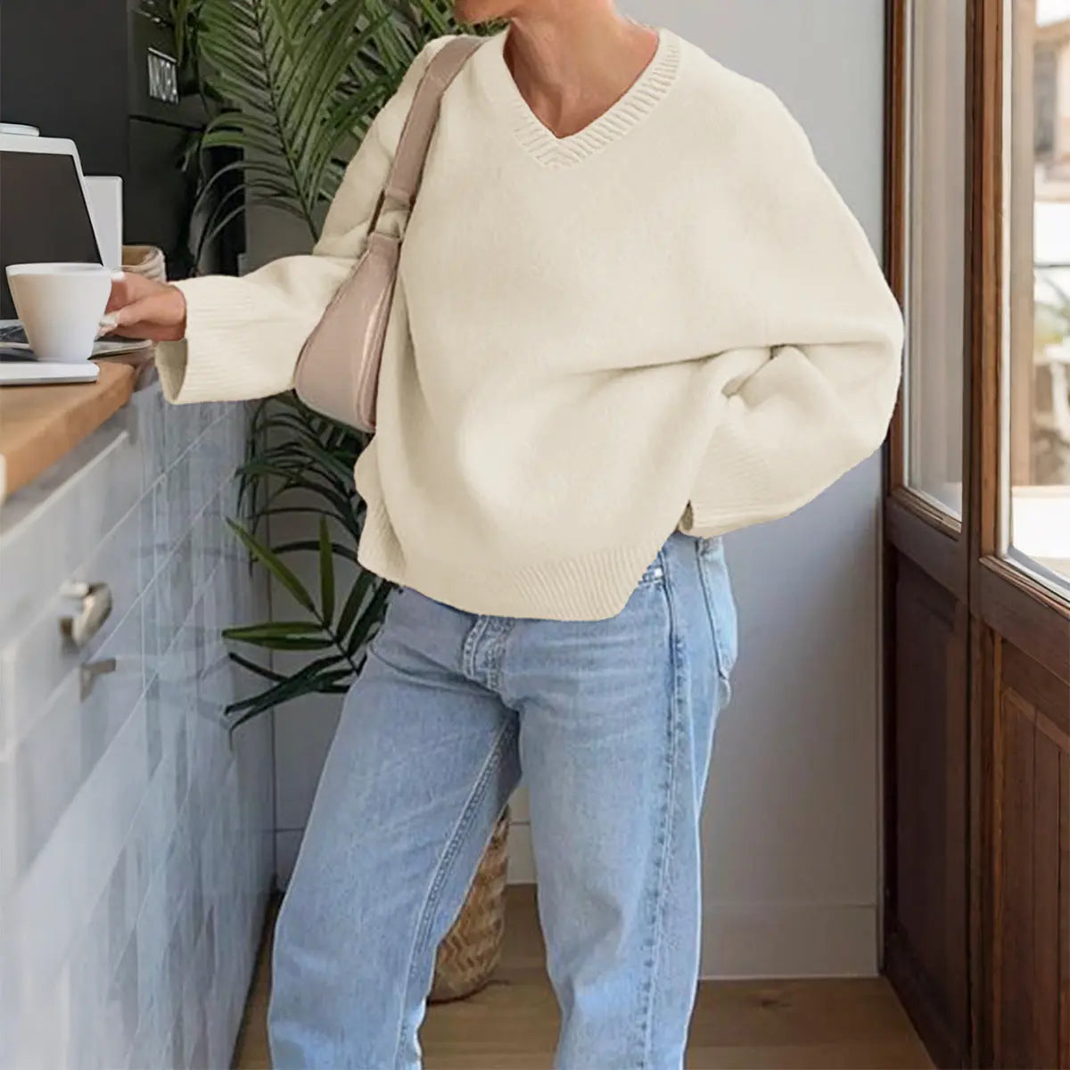 Casual Simple Solid Color Long Sleeved Shirt Woolen Women Clothing Autumn Winter Bella Mia
