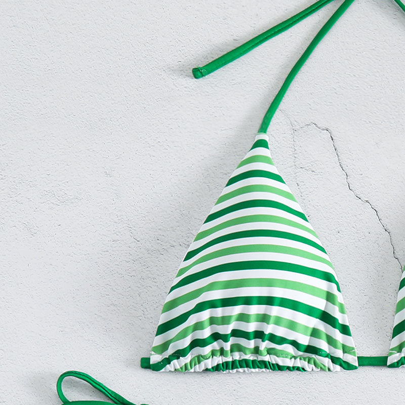 Striped Sexy Lace up Bikini Split Swimsuit Women Three Point Bikini Swimming Set Bella Mia