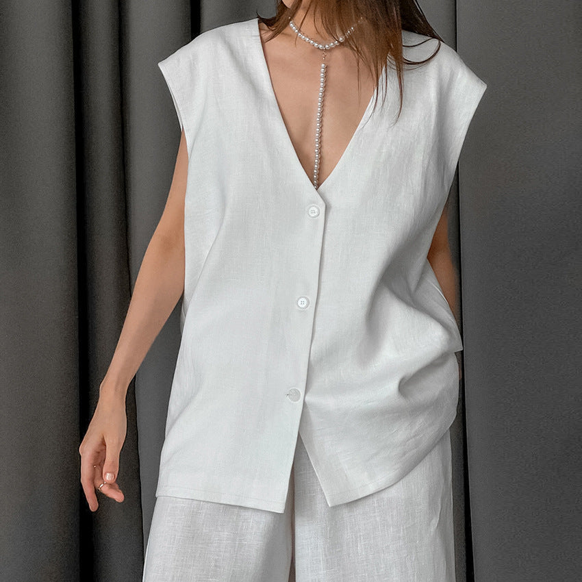 Spring Sleeveless Loose Vest Pants Pajamas Set Casual Comfortable Women Homewear Outerwear Bella Mia