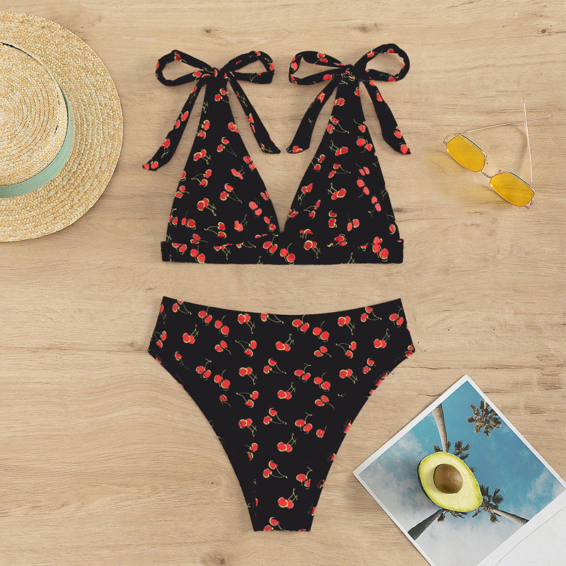 Bikini Sexy Fruit High Waist Bikini Bow Lace Up Swimsuit Bella Mia