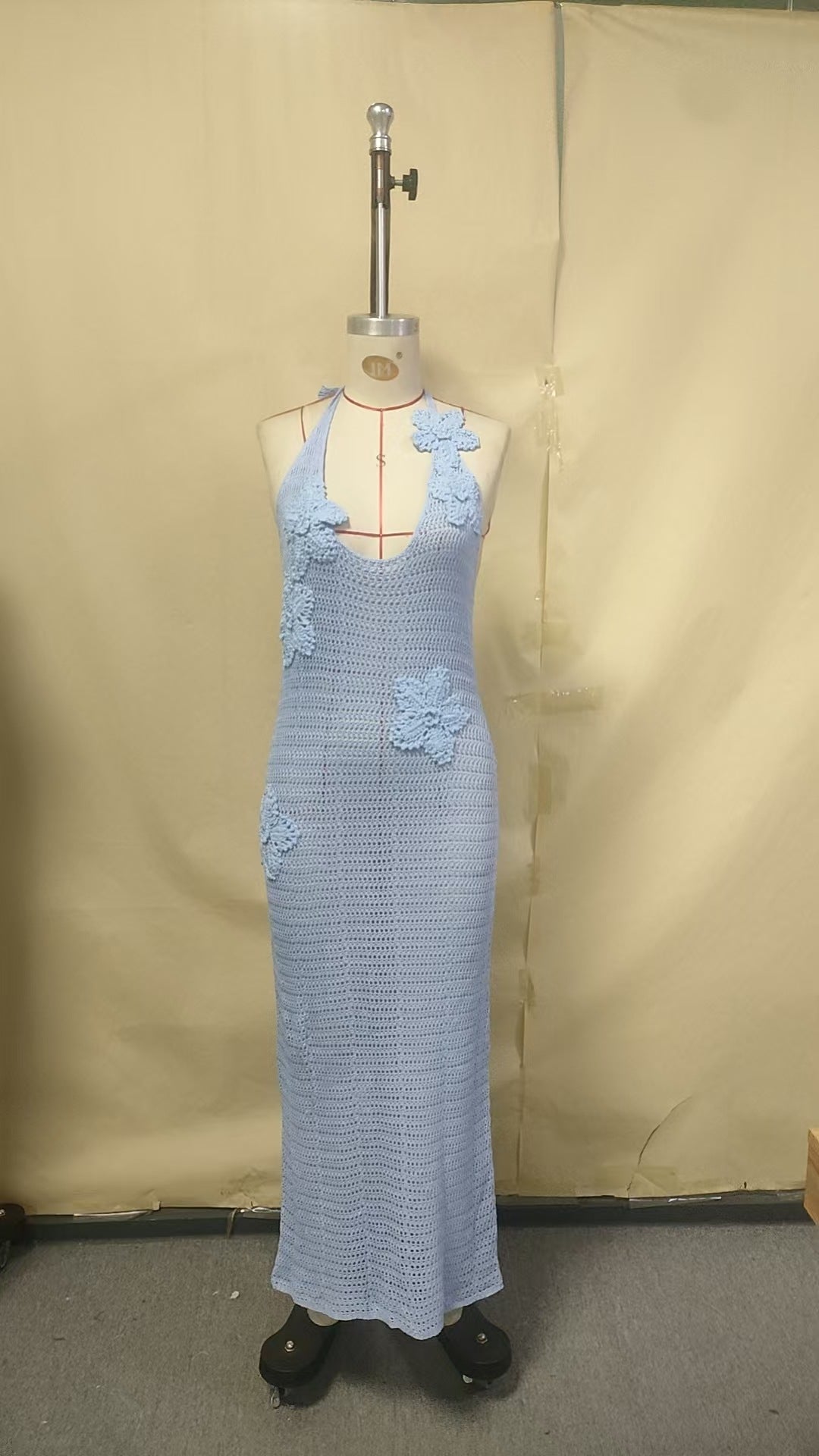 Sexy Hollow Out Cutout Floating Floral Halter Backless Sleeveless Casual Vacation Beach Dress Bella Mia