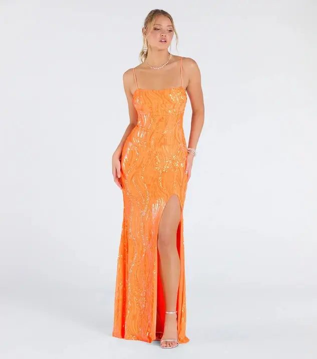 Sexy Sling Backless Maxi Dress With Sequin Embellishments And High Slit Bella Mia