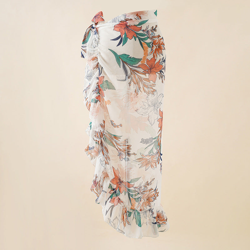 Summer Seaside Vacation Chiffon Printing Tie Dye Bandage Beach Wrap Skirt Bikini Swimsuit Blouse Bella Mia