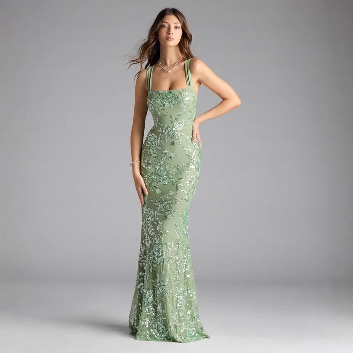 Women Dress Spring Summer Sexy Strap Backless High Slit Socialite Dress Bella Mia