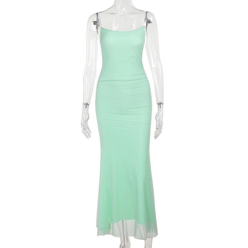 Women Contrast Color Suspenders Dress Summer Sexy Slim Fit Pure Dress for Women Bella Mia