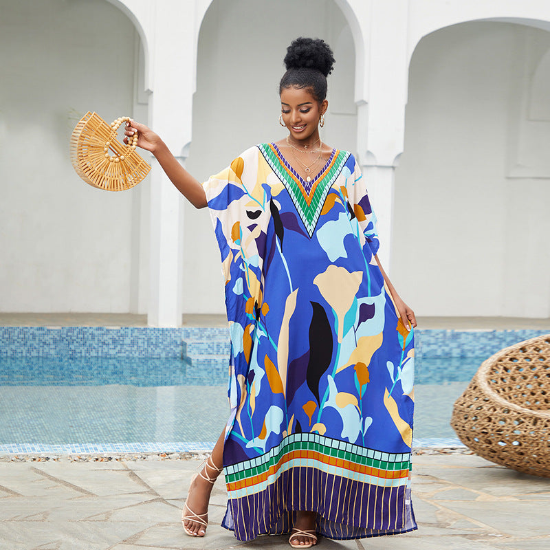 Beach Cover-up Loose plus Size Robe Vacation Dress Bikini Swimsuit Outwear Women Bella Mia