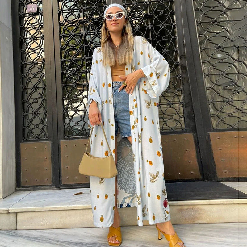Polyester Printed Long Sun Protection Cardigan Women Swimsuit Outer Beach Cover Up Women's Vacation Beach Coat Bella Mia