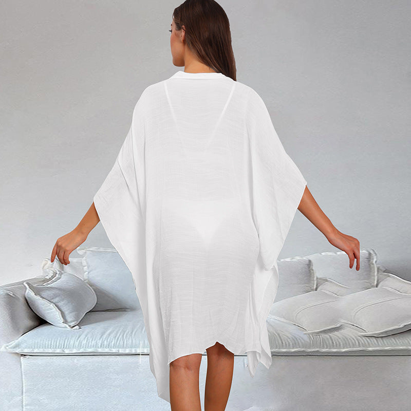 Bamboo Cotton Shirt Loose Beach Cardigan Vacation Sun Protection Clothing Beach Cover Up Swimsuit Outwear Cardigan Bella Mia