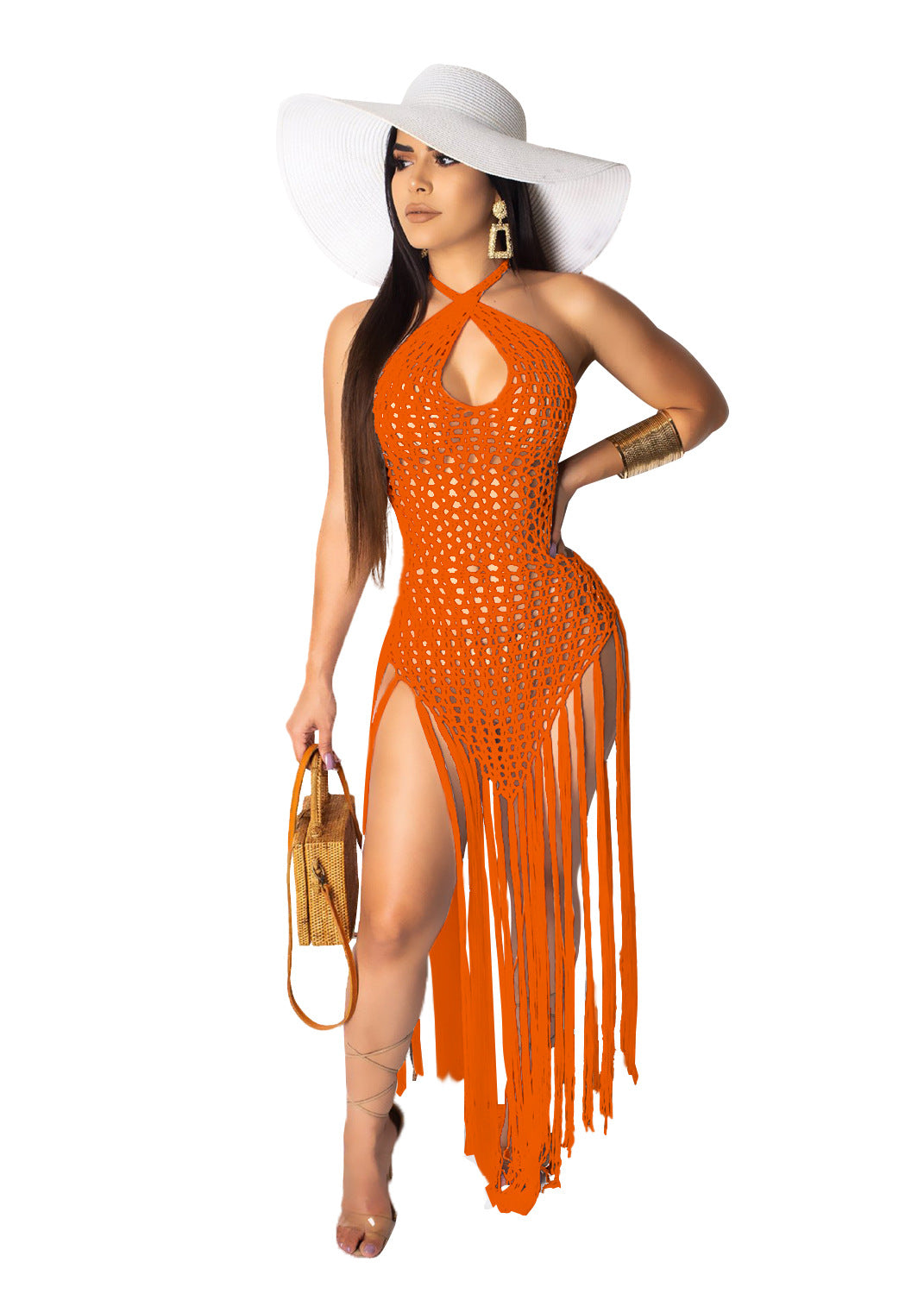 Women Clothing Long Tassel Woven Two Way Tassel Beach Dress Bella Mia