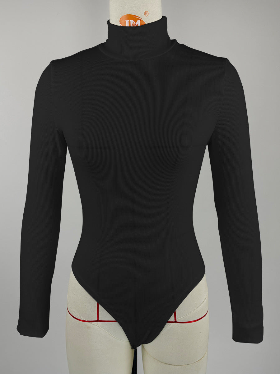 Winter Arrival Women' Cotton Rib Half Turtleneck Slim Fit Base Long Sleeve Jumpsuit Bella Mia