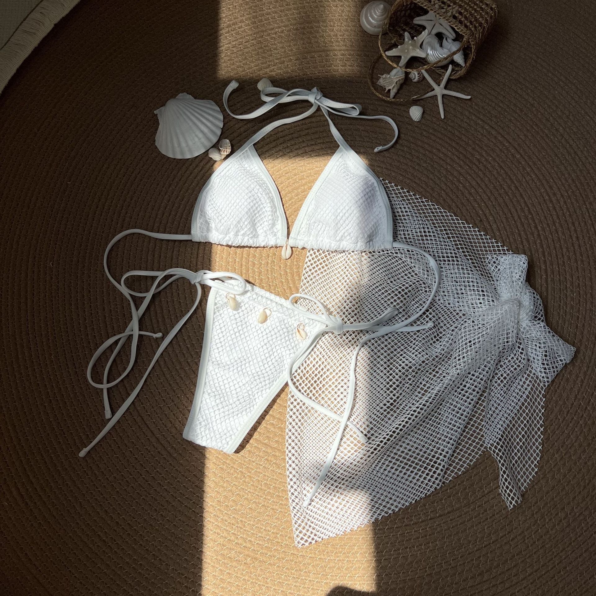 Fresh Sexy Wind Beach Shell Three Piece Net Swimwear Swimsuit Bikini Bikini Bella Mia