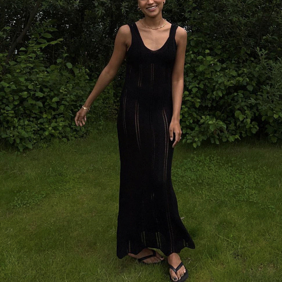 Spring Summer Women Clothing Backless Sexy Hip Knitwear Beach Dress Blouse Dress Bella Mia