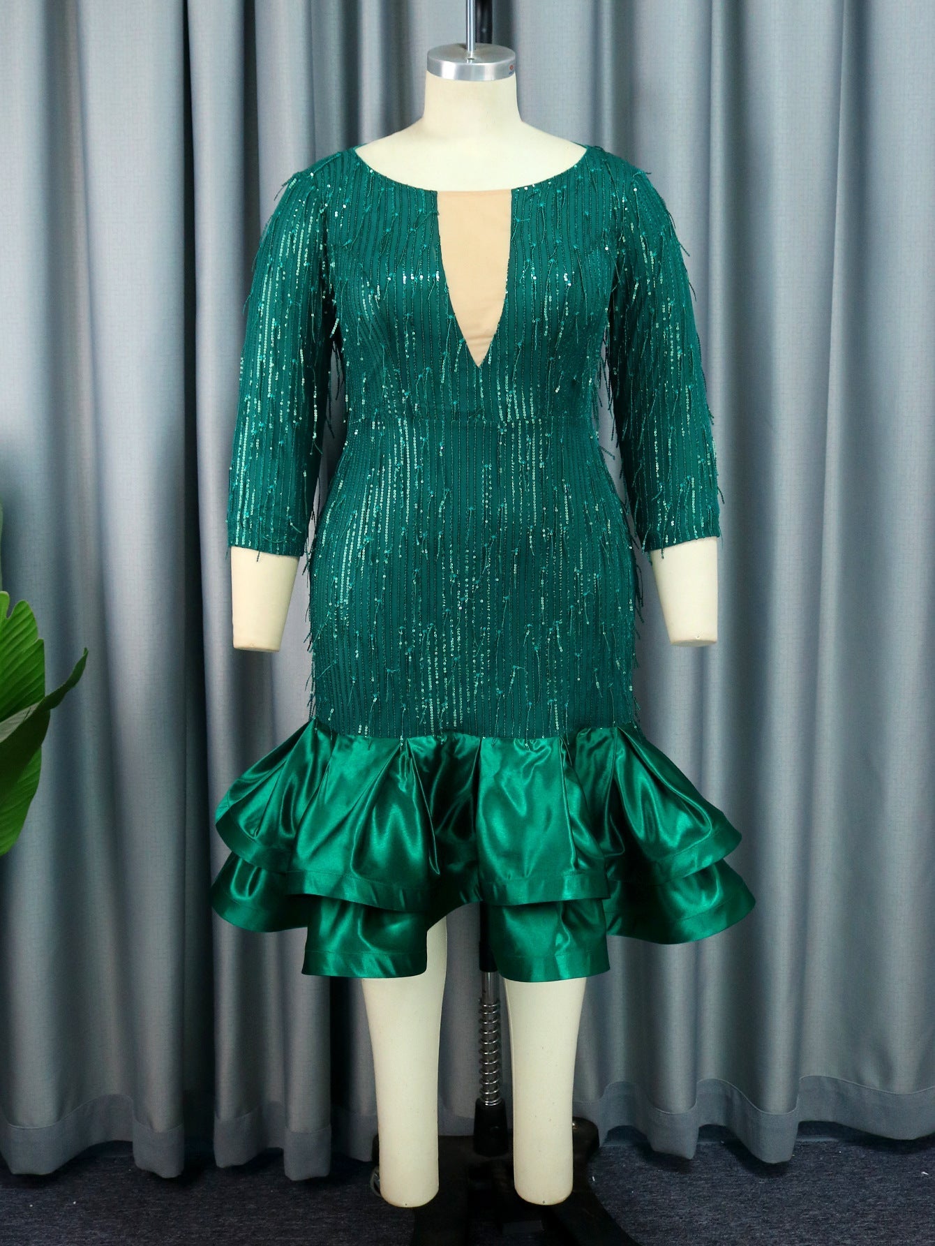 Christmas Eve Party Sexy See through Dress Ruffled Sequin Formal Dress Bella Mia