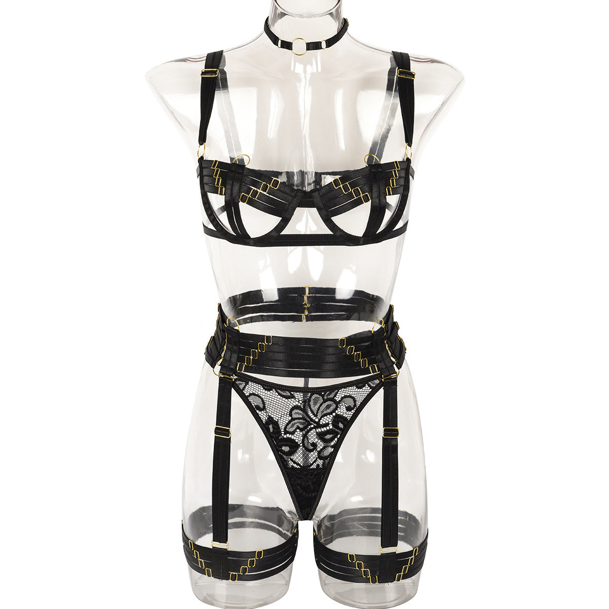 Sexy Four Piece Set Complex Heavy Craft Multi Strap Ornament Stitching Underwear Bella Mia