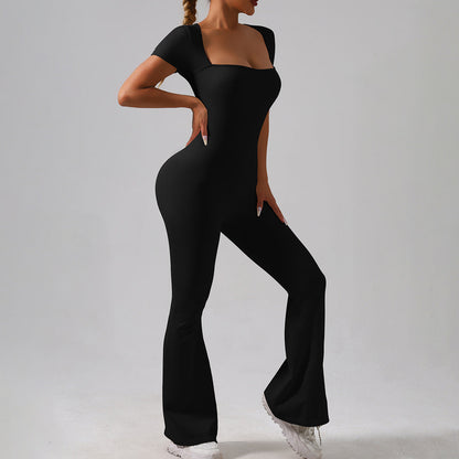 Brocade Popular Tight Quick-Drying Yoga Bodysuit One Yoga Clothes Women Slim Fitted Waist Micro Pull Sports Fitness Clothes