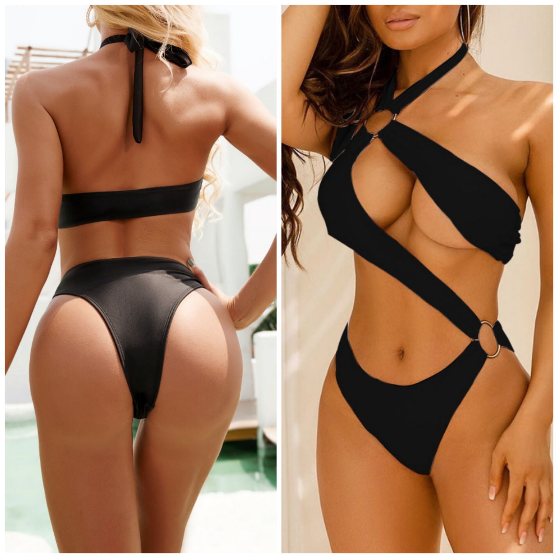 New Sexy Solid Color Multi-Color One-Piece Bikini Swimsuit Bella Mia
