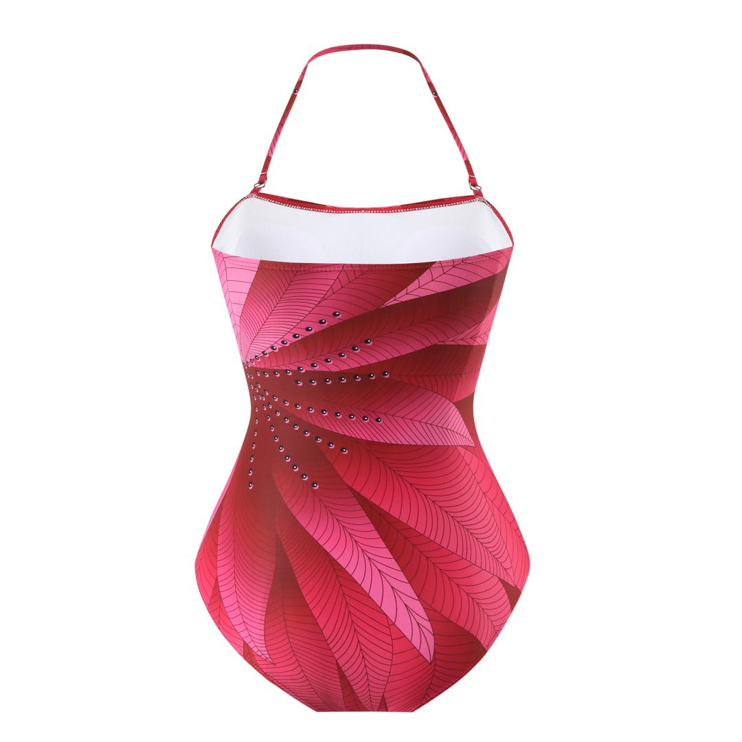 Conservative Swimsuit Digital Printed Belly Covered Halter Gauze Swimsuit for Women Bella Mia