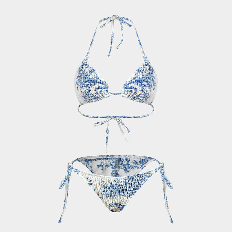 Printed Bikini Three Piece Gauze Skirt Split Sexy Vacation Bikini Swimsuit Bella Mia