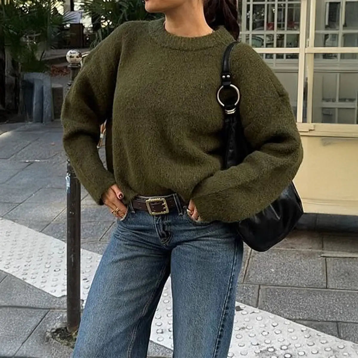 Simple Wool Long Sleeve Solid Color T shirt Sweater Women Clothing Autumn Winter Bella Mia