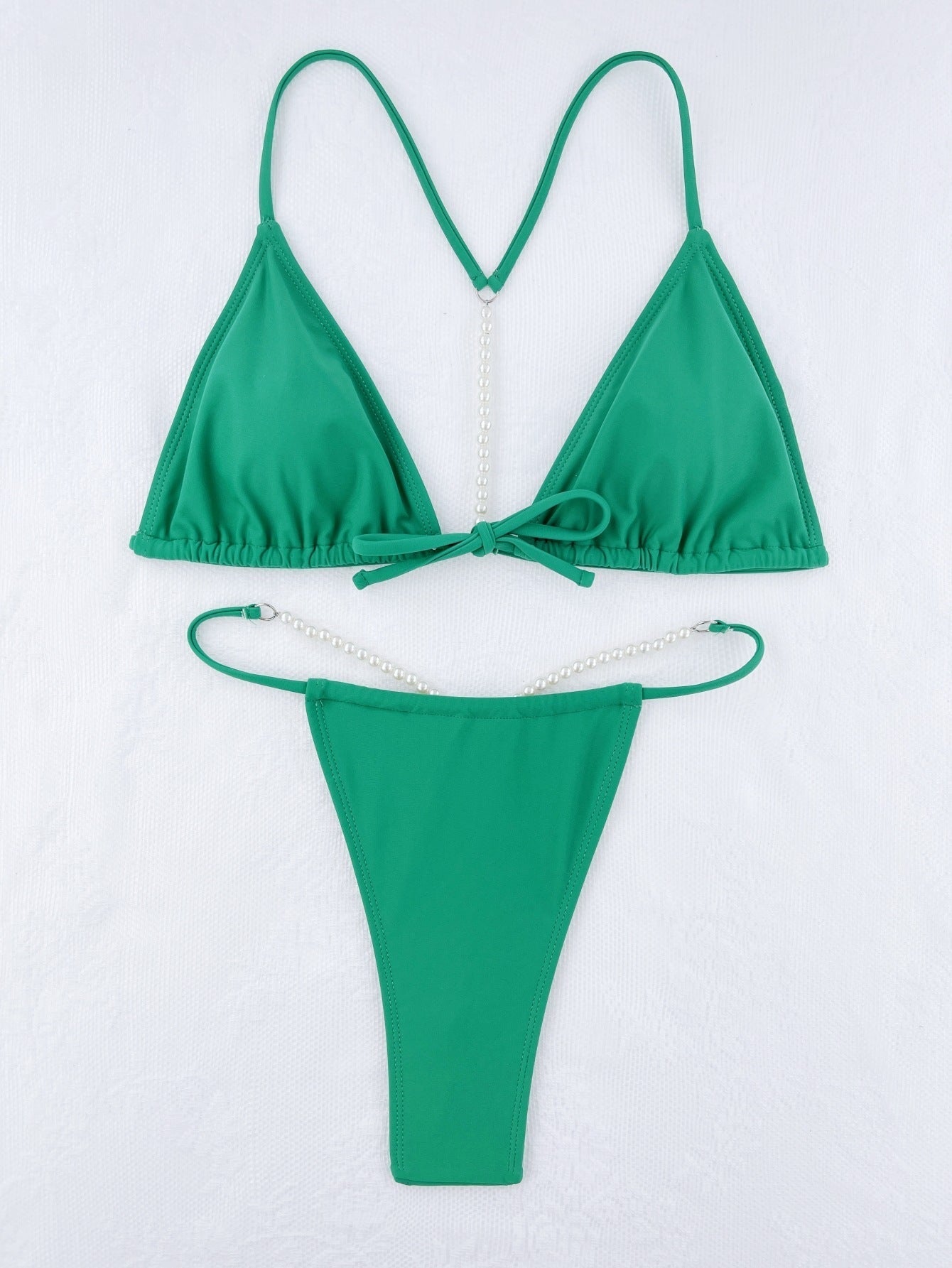 Set Sexy Bikini Pearl Chain Solid Color Swimsuit Bella Mia