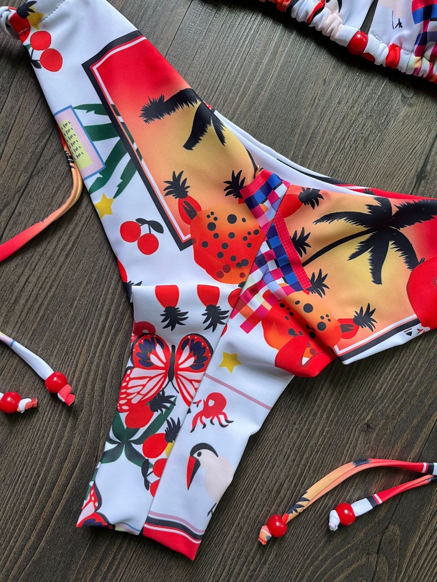 Swimsuit Women Printed Triangle Bikini Lace Up Three Point Bikini Swimsuit Bella Mia