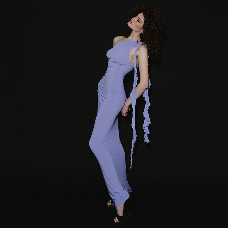 Elegant Women Clothing One Shoulder Sexy Tight Backless Sexy High Waist Strap Dress for Women